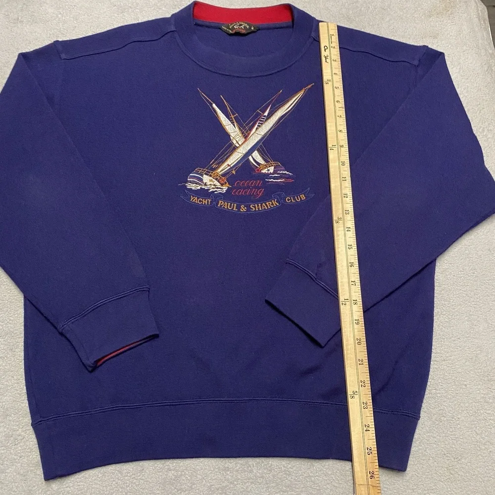 Vintage Paul & Shark Sweater Mens Medium Embroidered Yacht Club Racing Wool Read